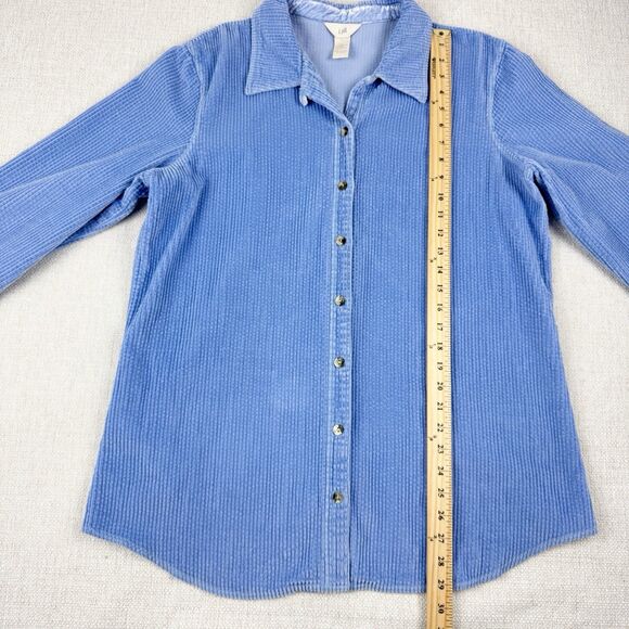 J. Jill Corduroy Tunic Top Lavender Button Front Long Sleeve Shirt Size Large - Picture 12 of 14